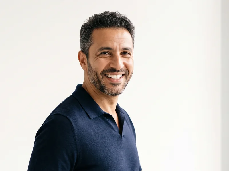 Homme souriant après la pose d'une couronne céramique à Agadir